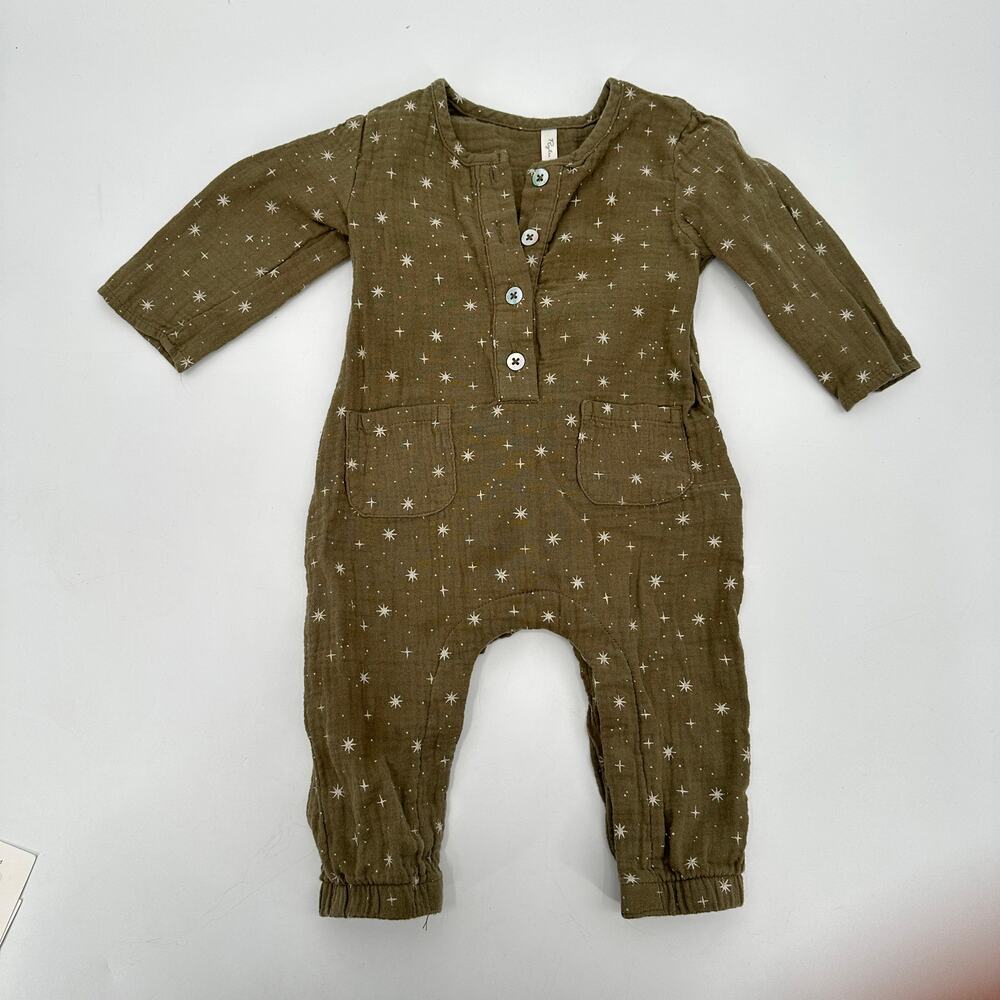 RYLEE & CRU Olive Green Cotton Jumpsuit // 3-6 mo